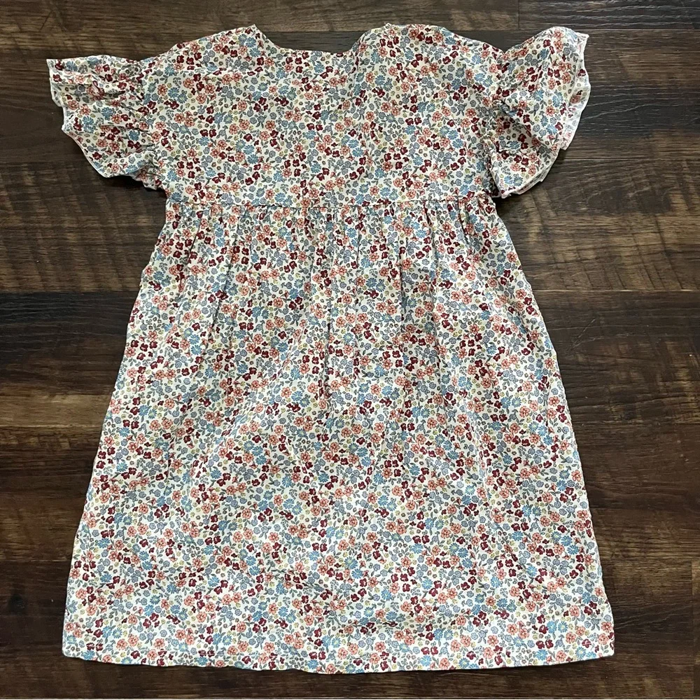 H&M small floral ruffle sleeve shift dress size 8